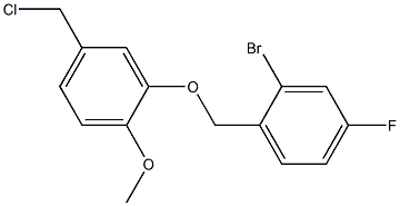 2-bromo-1-[5-(chloromethyl)-2-methoxyphenoxymethyl]-4-fluorobenzene Struktur