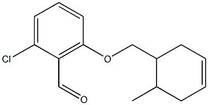 2-chloro-6-[(6-methylcyclohex-3-en-1-yl)methoxy]benzaldehyde Struktur