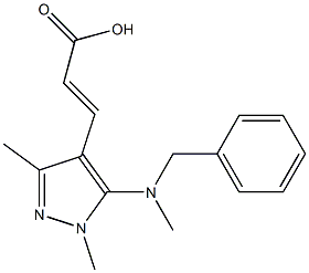 3-{5-[benzyl(methyl)amino]-1,3-dimethyl-1H-pyrazol-4-yl}prop-2-enoic acid Struktur