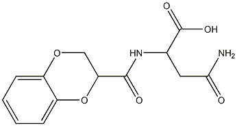 3-carbamoyl-2-(2,3-dihydro-1,4-benzodioxin-2-ylformamido)propanoic acid Struktur