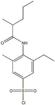 3-ethyl-5-methyl-4-(2-methylpentanamido)benzene-1-sulfonyl chloride Struktur