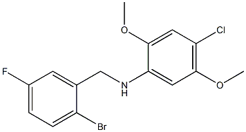 N-[(2-bromo-5-fluorophenyl)methyl]-4-chloro-2,5-dimethoxyaniline Struktur