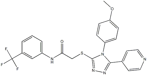 2-{[4-(4-methoxyphenyl)-5-(4-pyridinyl)-4H-1,2,4-triazol-3-yl]sulfanyl}-N-[3-(trifluoromethyl)phenyl]acetamide Struktur