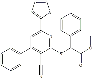 methyl {[3-cyano-4-phenyl-6-(2-thienyl)-2-pyridinyl]sulfanyl}(phenyl)acetate Struktur