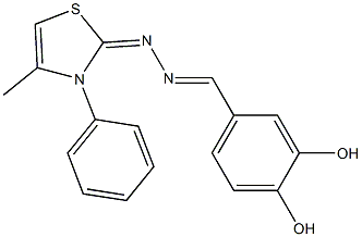 3,4-dihydroxybenzaldehyde (4-methyl-3-phenyl-1,3-thiazol-2(3H)-ylidene)hydrazone Struktur