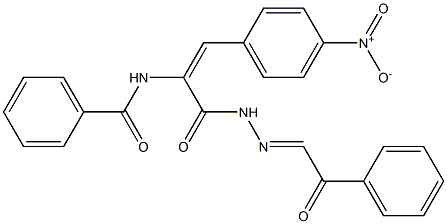 N-(2-{4-nitrophenyl}-1-{[2-(2-oxo-2-phenylethylidene)hydrazino]carbonyl}vinyl)benzamide Struktur