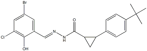 N'-(5-bromo-3-chloro-2-hydroxybenzylidene)-2-(4-tert-butylphenyl)cyclopropanecarbohydrazide Struktur