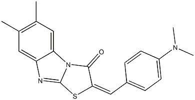 2-[4-(dimethylamino)benzylidene]-6,7-dimethyl[1,3]thiazolo[3,2-a]benzimidazol-3(2H)-one Struktur