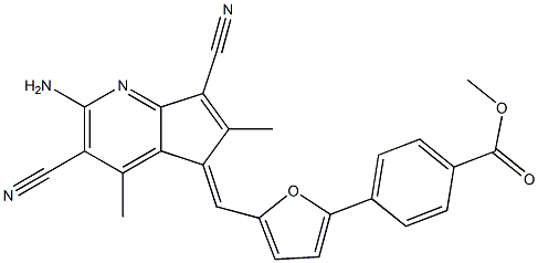 methyl 4-{5-[(2-amino-3,7-dicyano-4,6-dimethyl-5H-cyclopenta[b]pyridin-5-ylidene)methyl]-2-furyl}benzoate Struktur