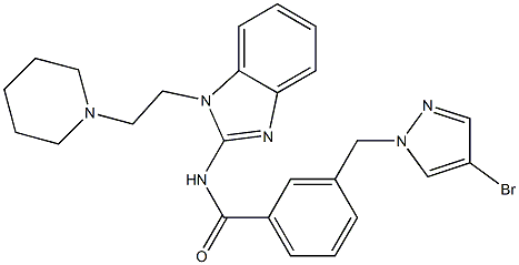 3-[(4-bromo-1H-pyrazol-1-yl)methyl]-N-{1-[2-(1-piperidinyl)ethyl]-1H-benzimidazol-2-yl}benzamide Struktur