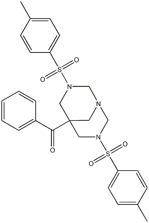 {3,7-bis[(4-methylphenyl)sulfonyl]-1,3,7-triazabicyclo[3.3.1]non-5-yl}(phenyl)methanone Struktur