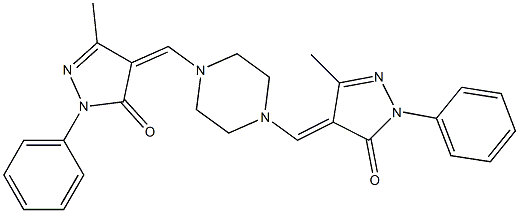 5-methyl-4-({4-[(3-methyl-5-oxo-1-phenyl-1,5-dihydro-4H-pyrazol-4-ylidene)methyl]-1-piperazinyl}methylene)-2-phenyl-2,4-dihydro-3H-pyrazol-3-one Struktur