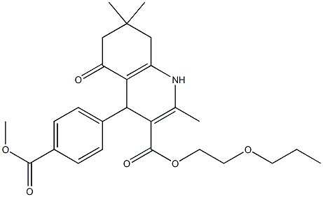 2-propoxyethyl 4-[4-(methoxycarbonyl)phenyl]-2,7,7-trimethyl-5-oxo-1,4,5,6,7,8-hexahydro-3-quinolinecarboxylate Struktur