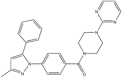 2-{4-[4-(3-methyl-5-phenyl-1H-pyrazol-1-yl)benzoyl]-1-piperazinyl}pyrimidine Struktur