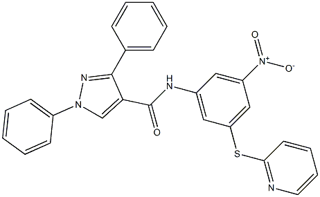 N-[3-nitro-5-(2-pyridinylsulfanyl)phenyl]-1,3-diphenyl-1H-pyrazole-4-carboxamide Struktur