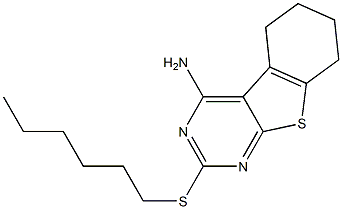 2-(hexylsulfanyl)-5,6,7,8-tetrahydro[1]benzothieno[2,3-d]pyrimidin-4-amine Struktur