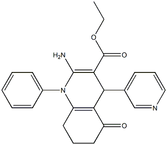 ethyl 2-amino-5-oxo-1-phenyl-4-(3-pyridinyl)-1,4,5,6,7,8-hexahydro-3-quinolinecarboxylate Struktur