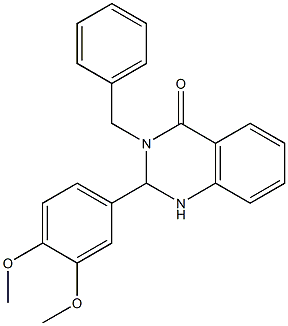 3-benzyl-2-(3,4-dimethoxyphenyl)-2,3-dihydroquinazolin-4(1H)-one Struktur