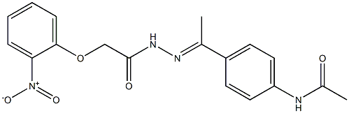 N-{4-[N-({2-nitrophenoxy}acetyl)ethanehydrazonoyl]phenyl}acetamide Struktur