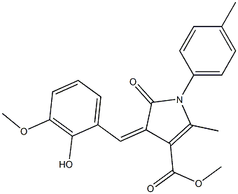 methyl 4-(2-hydroxy-3-methoxybenzylidene)-2-methyl-1-(4-methylphenyl)-5-oxo-4,5-dihydro-1H-pyrrole-3-carboxylate Struktur