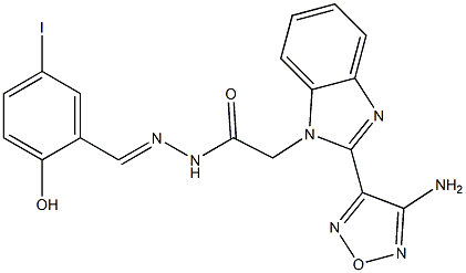 2-[2-(4-amino-1,2,5-oxadiazol-3-yl)-1H-benzimidazol-1-yl]-N'-(2-hydroxy-5-iodobenzylidene)acetohydrazide Struktur