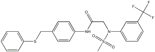 2-[(methylsulfonyl)-3-(trifluoromethyl)anilino]-N-{4-[(phenylsulfanyl)methyl]phenyl}acetamide Struktur