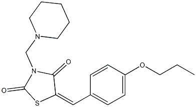 3-(1-piperidinylmethyl)-5-(4-propoxybenzylidene)-1,3-thiazolidine-2,4-dione Struktur