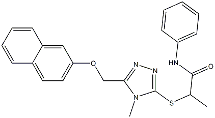 2-({4-methyl-5-[(2-naphthyloxy)methyl]-4H-1,2,4-triazol-3-yl}sulfanyl)-N-phenylpropanamide Struktur