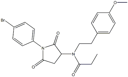 N-[1-(4-bromophenyl)-2,5-dioxo-3-pyrrolidinyl]-N-[2-(4-methoxyphenyl)ethyl]propanamide Struktur