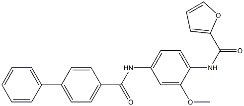 N-{4-[([1,1'-biphenyl]-4-ylcarbonyl)amino]-2-methoxyphenyl}-2-furamide Struktur