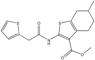 methyl 6-methyl-2-[(2-thienylacetyl)amino]-4,5,6,7-tetrahydro-1-benzothiophene-3-carboxylate Struktur