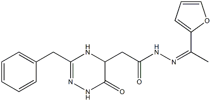 2-(3-benzyl-6-oxo-1,4,5,6-tetrahydro-1,2,4-triazin-5-yl)-N'-[1-(2-furyl)ethylidene]acetohydrazide Struktur