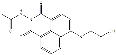 N-(6-[(2-hydroxyethyl)(methyl)amino]-1,3-dioxo-1H-benzo[de]isoquinolin-2(3H)-yl)acetamide Struktur