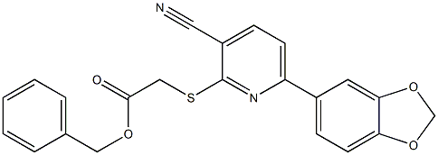 benzyl {[6-(1,3-benzodioxol-5-yl)-3-cyano-2-pyridinyl]sulfanyl}acetate Struktur