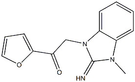 1-(2-furyl)-2-(2-imino-3-methyl-2,3-dihydro-1H-benzimidazol-1-yl)ethanone Struktur