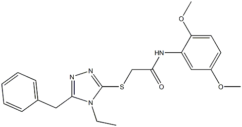 2-[(5-benzyl-4-ethyl-4H-1,2,4-triazol-3-yl)sulfanyl]-N-(2,5-dimethoxyphenyl)acetamide Struktur