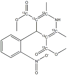 1,4-Dihydro-2,6-dimethyl-4-(2-nitrophenyl)-3,5-pyridine-2,3,5,6-13C4-dicarboxylic-13C2  acid  dimethyl  ester Struktur