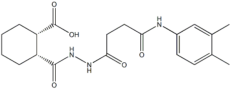 (1S,2R)-2-({2-[4-(3,4-dimethylanilino)-4-oxobutanoyl]hydrazino}carbonyl)cyclohexanecarboxylic acid Struktur