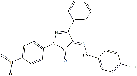 1-(4-nitrophenyl)-3-phenyl-1H-pyrazole-4,5-dione 4-[N-(4-hydroxyphenyl)hydrazone] Struktur