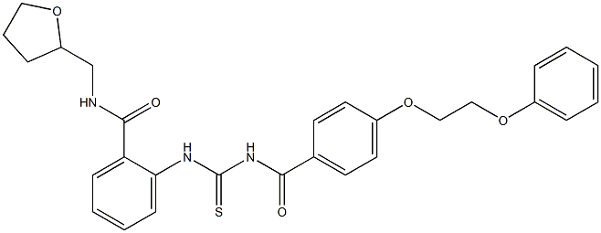 2-[({[4-(2-phenoxyethoxy)benzoyl]amino}carbothioyl)amino]-N-(tetrahydro-2-furanylmethyl)benzamide Struktur