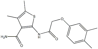 2-{[2-(3,4-dimethylphenoxy)acetyl]amino}-4,5-dimethyl-3-thiophenecarboxamide Struktur