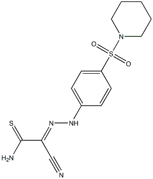 2-cyano-2-{(E)-2-[4-(1-piperidinylsulfonyl)phenyl]hydrazono}ethanethioamide Struktur