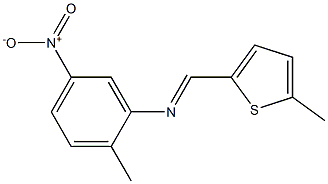 N-(2-methyl-5-nitrophenyl)-N-[(E)-(5-methyl-2-thienyl)methylidene]amine Struktur