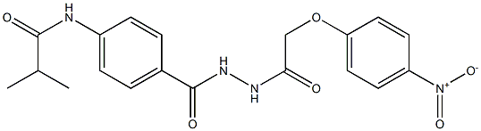 2-methyl-N-[4-({2-[2-(4-nitrophenoxy)acetyl]hydrazino}carbonyl)phenyl]propanamide Struktur