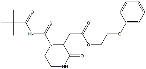 2-phenoxyethyl 2-(1-{[(2,2-dimethylpropanoyl)amino]carbothioyl}-3-oxo-2-piperazinyl)acetate Struktur