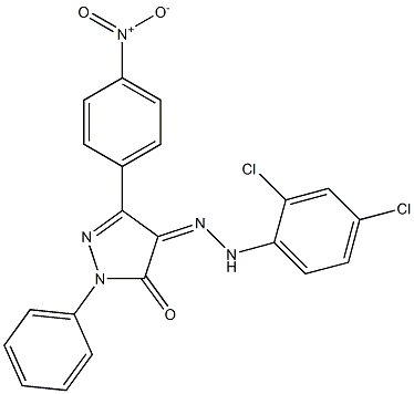 3-(4-nitrophenyl)-1-phenyl-1H-pyrazole-4,5-dione 4-[N-(2,4-dichlorophenyl)hydrazone] Struktur