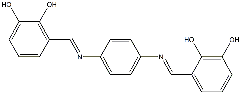 3-{[(4-{[(E)-(2,3-dihydroxyphenyl)methylidene]amino}phenyl)imino]methyl}-1,2-benzenediol Struktur