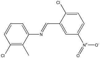 N-(3-chloro-2-methylphenyl)-N-[(E)-(2-chloro-5-nitrophenyl)methylidene]amine Struktur