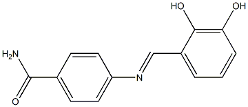 4-{[(E)-(2,3-dihydroxyphenyl)methylidene]amino}benzamide Struktur