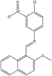 N-(4-chloro-3-nitrophenyl)-N-[(E)-(2-methoxy-1-naphthyl)methylidene]amine Struktur